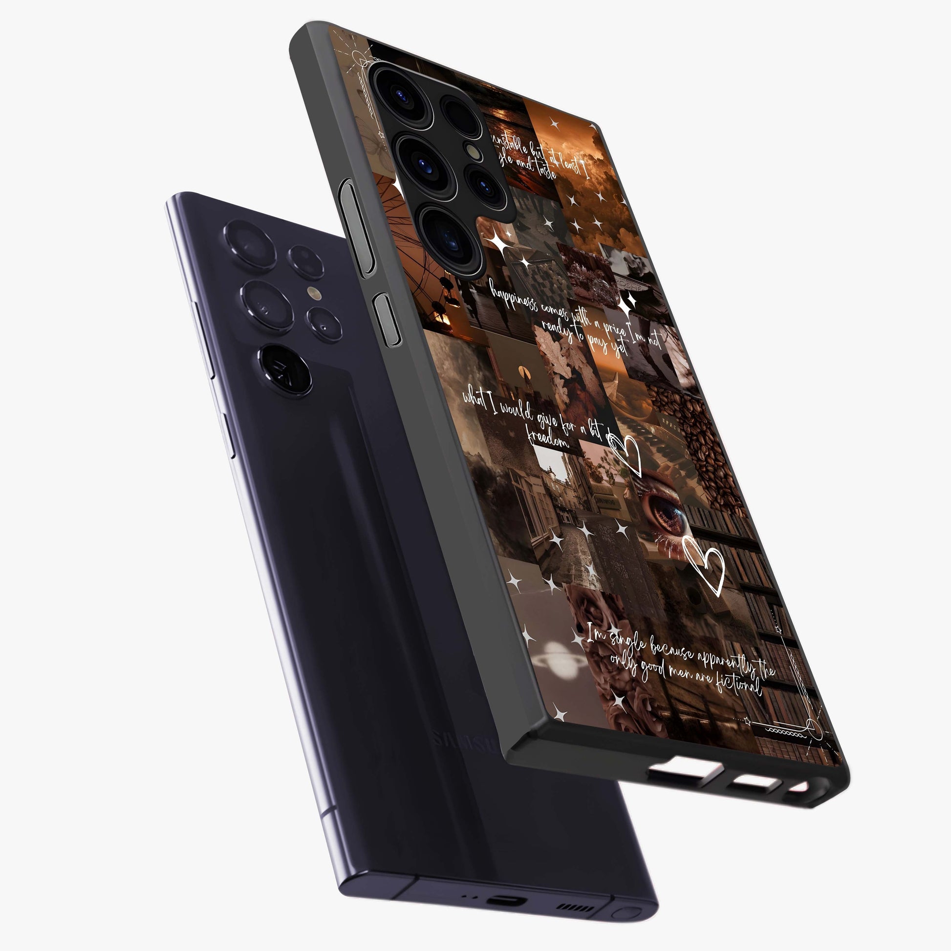 Bittersweet Aesthetic Chaos Glass Case displayed in angled mockup highlighting expressive abstract artwork and edgy aesthetic theme.