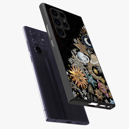 Cosmic Sparkle Dreams Glass Case displayed in angled mockup highlighting dreamy star sparkle design with celestial aesthetic.