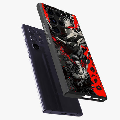 Demon Sword Resolve Glass Case displayed in angled mockup highlighting powerful demon sword illustration with dark fantasy aesthetic.