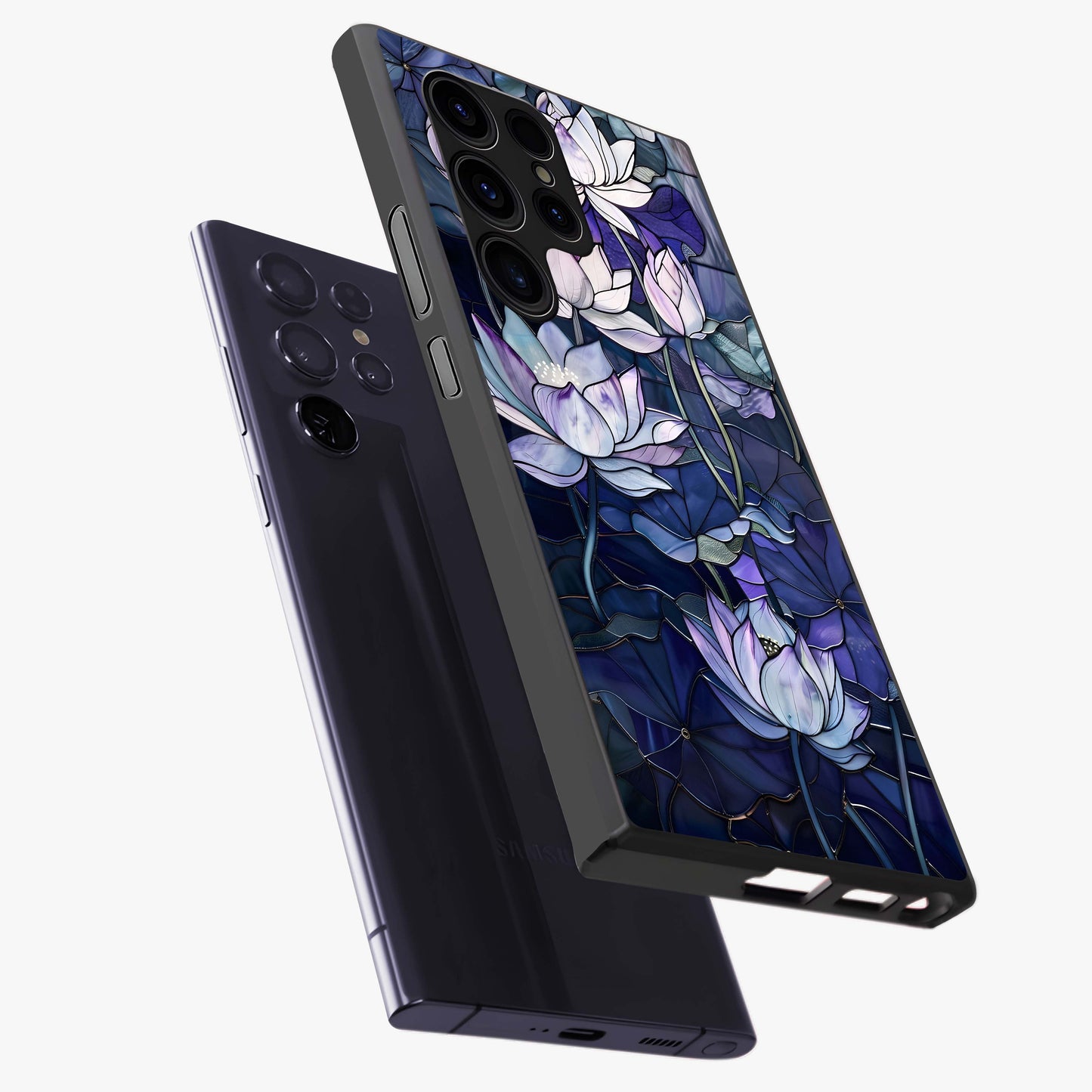 Gloss Petal Rush Glass Case displayed in angled mockup highlighting vibrant petal design with elegant floral aesthetic.