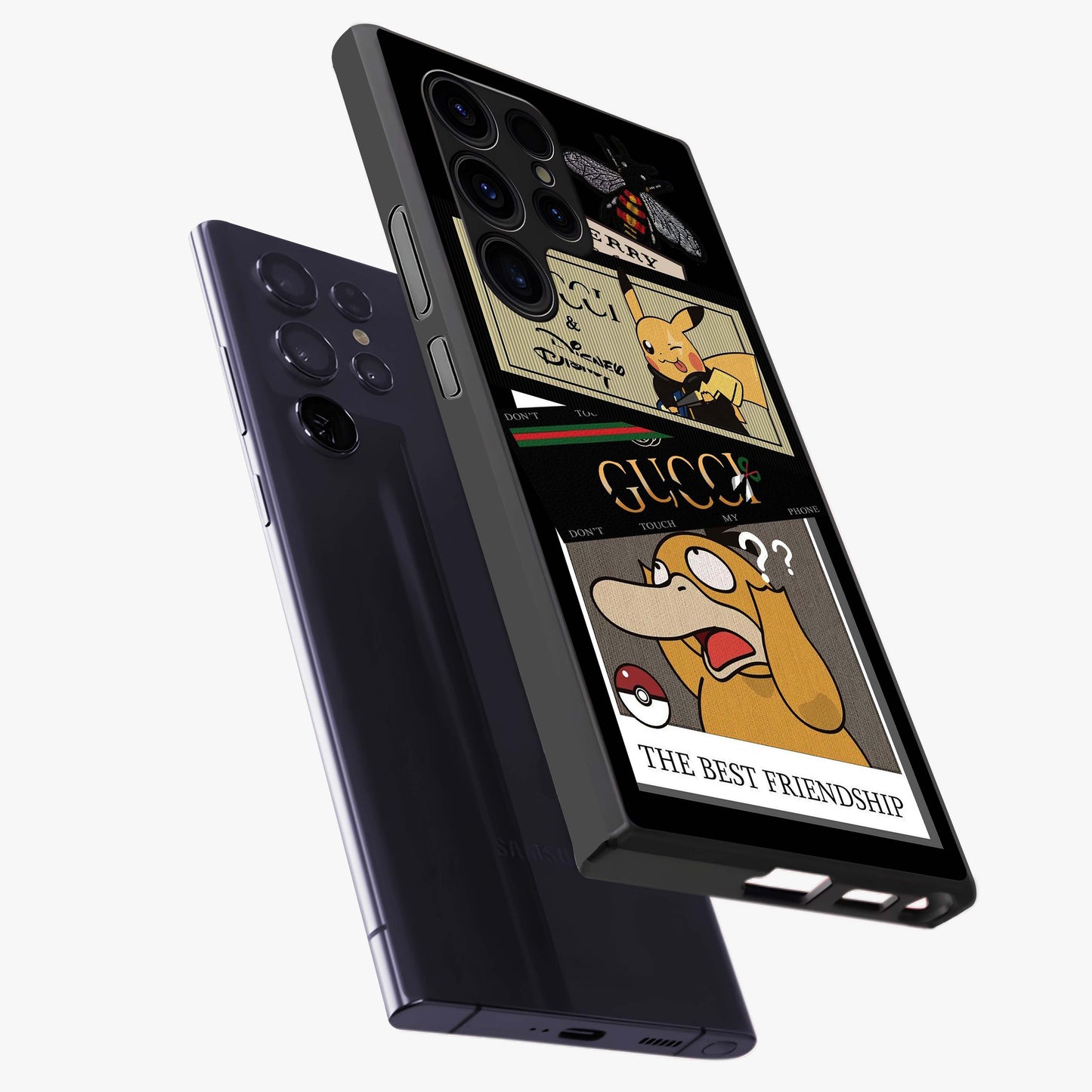 Gucci Play Mashup Glass Case displayed in angled mockup highlighting stylish fashion mashup design with bold aesthetic.