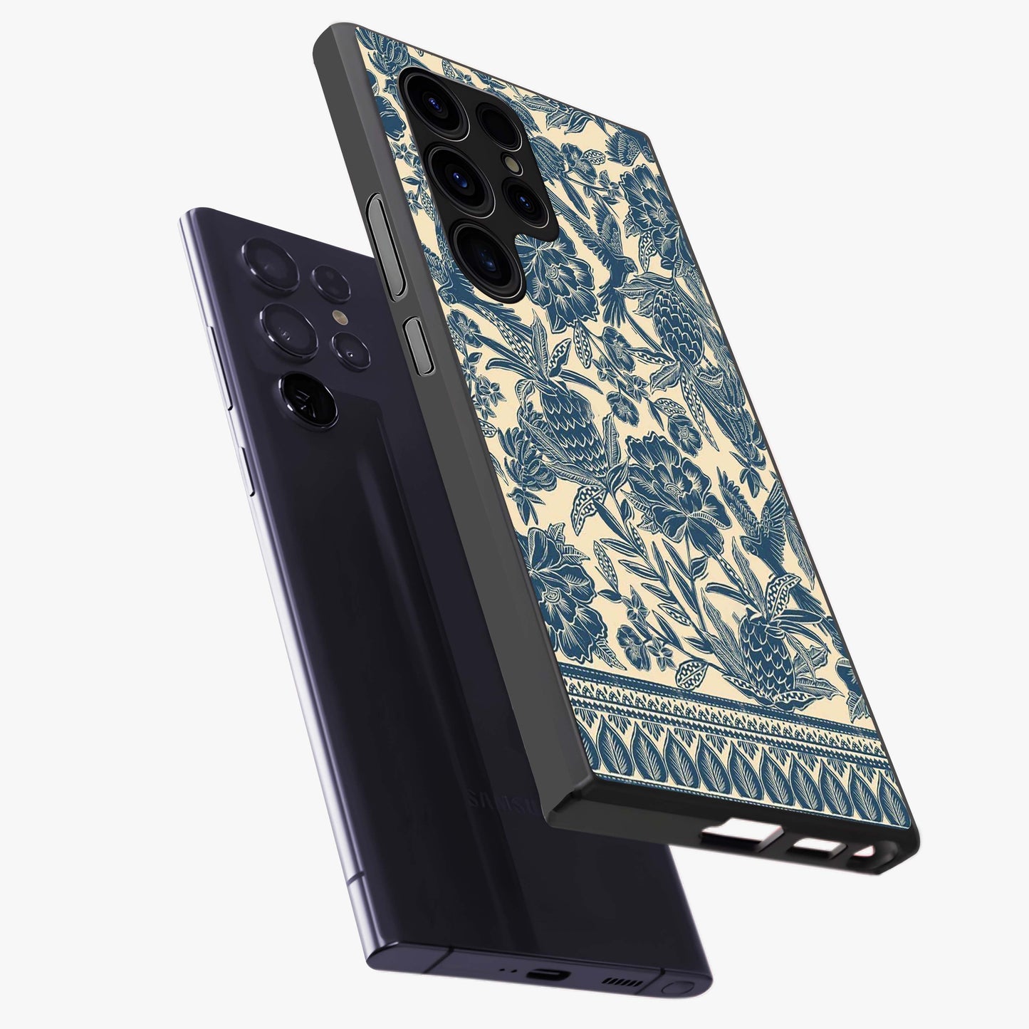 Heirloom Wild Bloom Glass Case displayed in angled mockup highlighting botanical bloom design with classic aesthetic style.