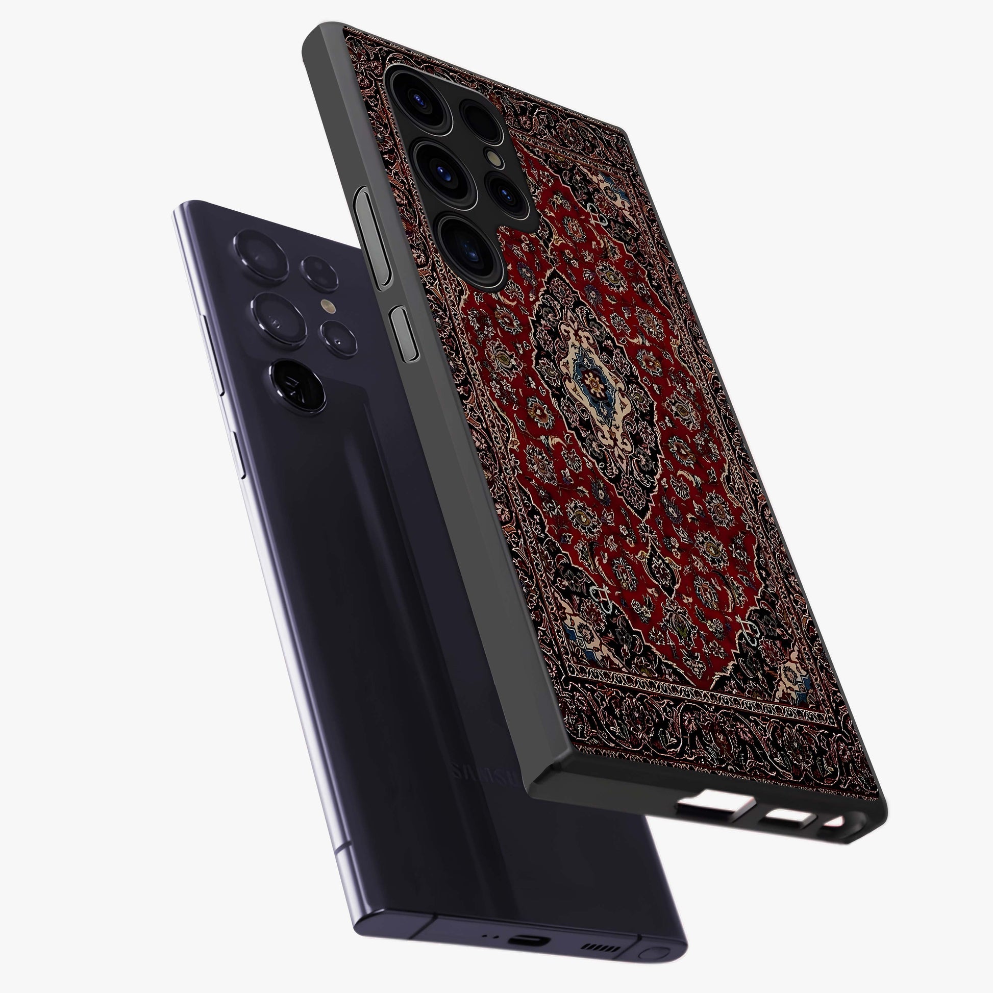 Heritage Carpet Royale Glass Case displayed in angled mockup highlighting intricate royal carpet design with heritage aesthetic.