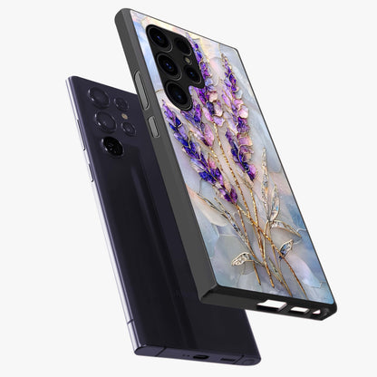 Lavender Dream Glow Glass Case displayed in angled mockup highlighting dreamy purple glow design with soft artistic style.