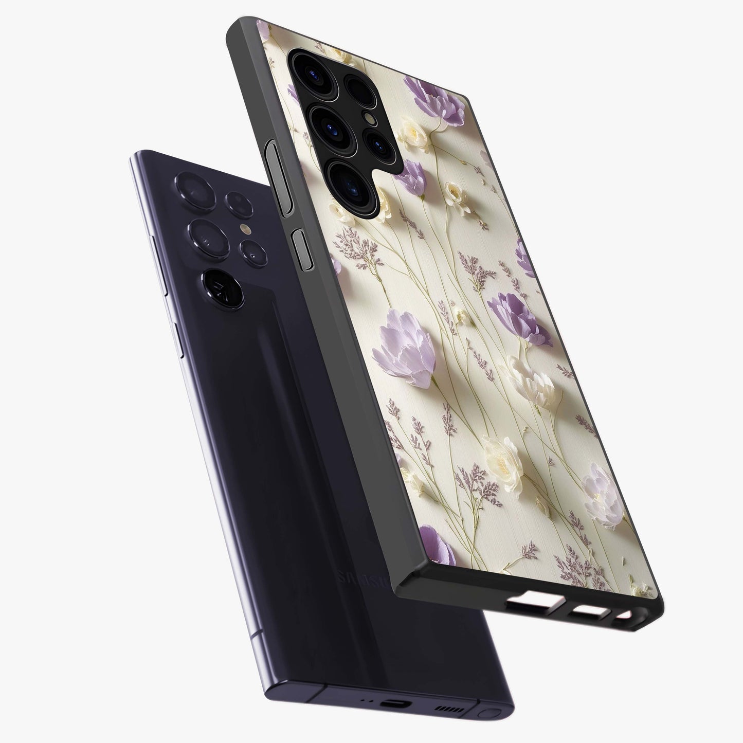 Lilac Breeze Harmony Glass Case displayed in angled mockup highlighting calm lilac breeze design with soothing aesthetic style.