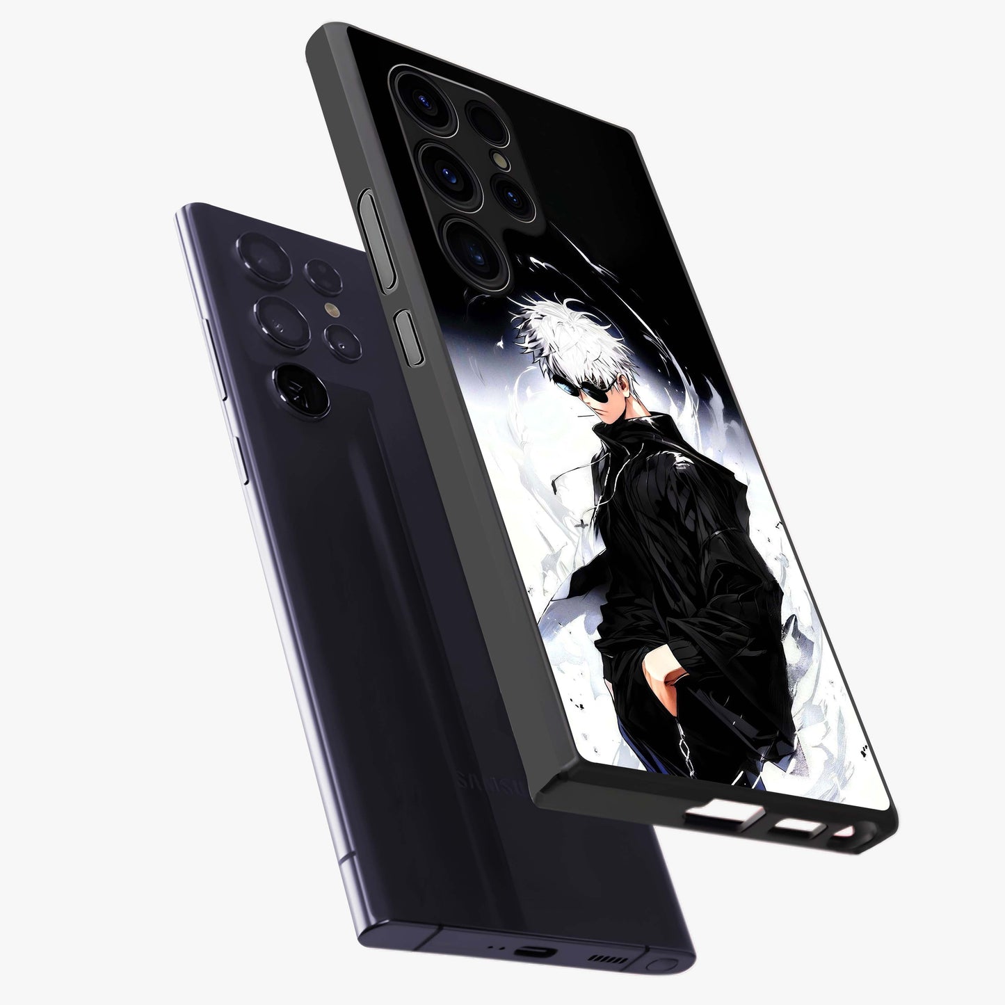 Limitless Shadow King Glass Case displayed in angled mockup highlighting dramatic dark hero design with intense aesthetic.