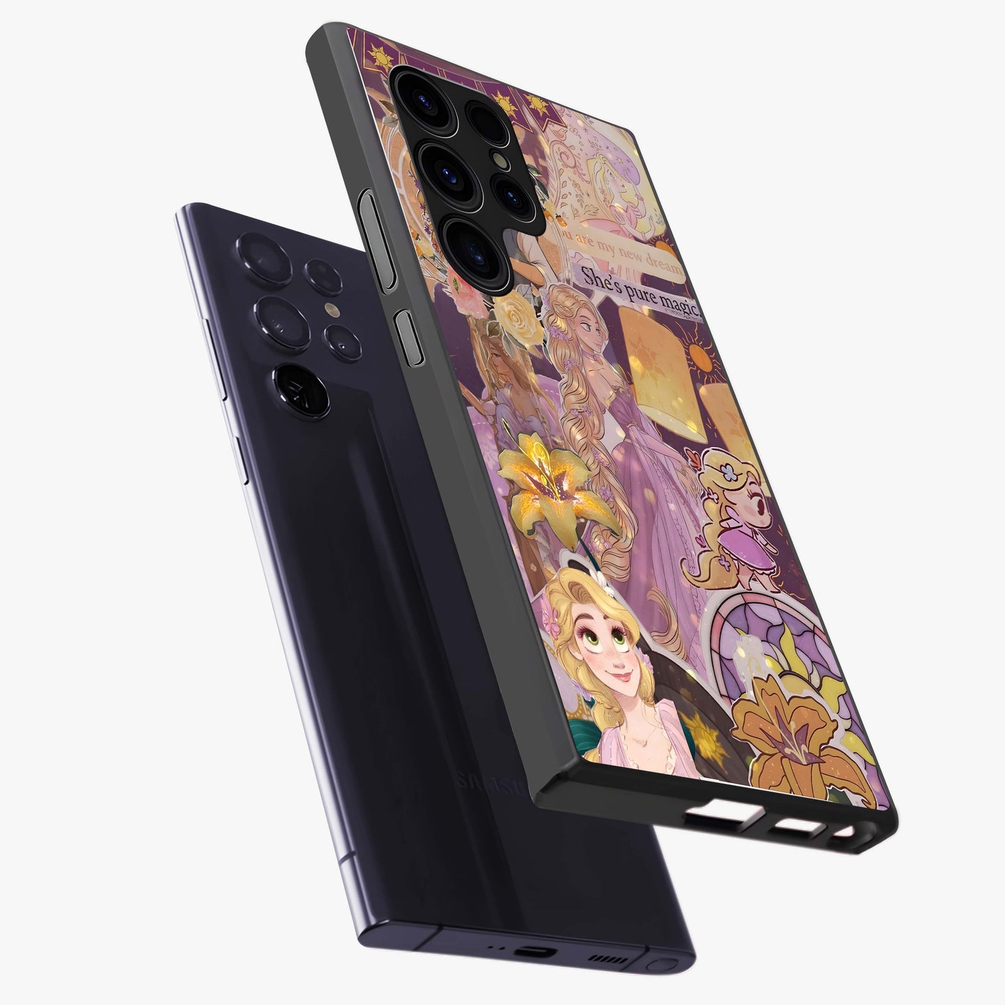 Magical Tangled Dream Glass Case displayed in angled mockup highlighting whimsical fantasy design with magical aesthetic.