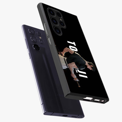 Midnight Blade Resolve Glass Case displayed in angled mockup highlighting powerful blade illustration with dramatic dark aesthetic.