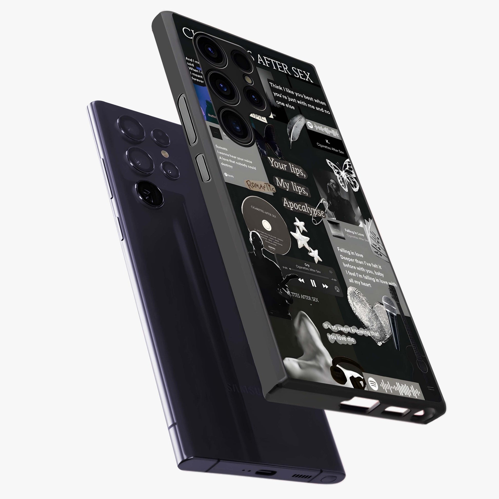 Midnight Love Echo Glass Case displayed in angled mockup highlighting elegant love inspired design with deep aesthetic style.