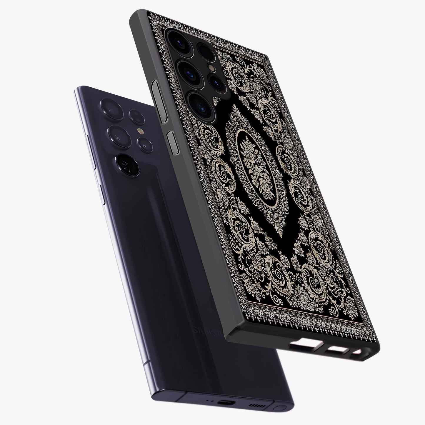 Noir Bloom Elegance Glass Case displayed in angled mockup highlighting refined flower design with stylish noir aesthetic.