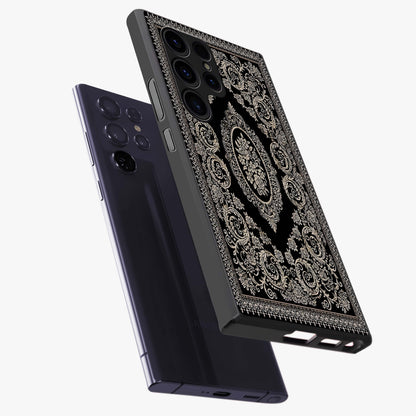 Noir Bloom Elegance Glass Case displayed in angled mockup highlighting refined flower design with stylish noir aesthetic.