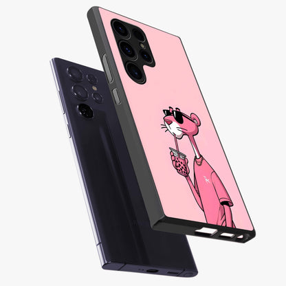 Pink Panther Glass Case displayed in angled mockup highlighting playful cartoon character design with vibrant pink aesthetic.
