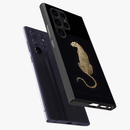 Regal Leopard Glass Case displayed in angled mockup highlighting powerful animal illustration with stylish wild aesthetic.
