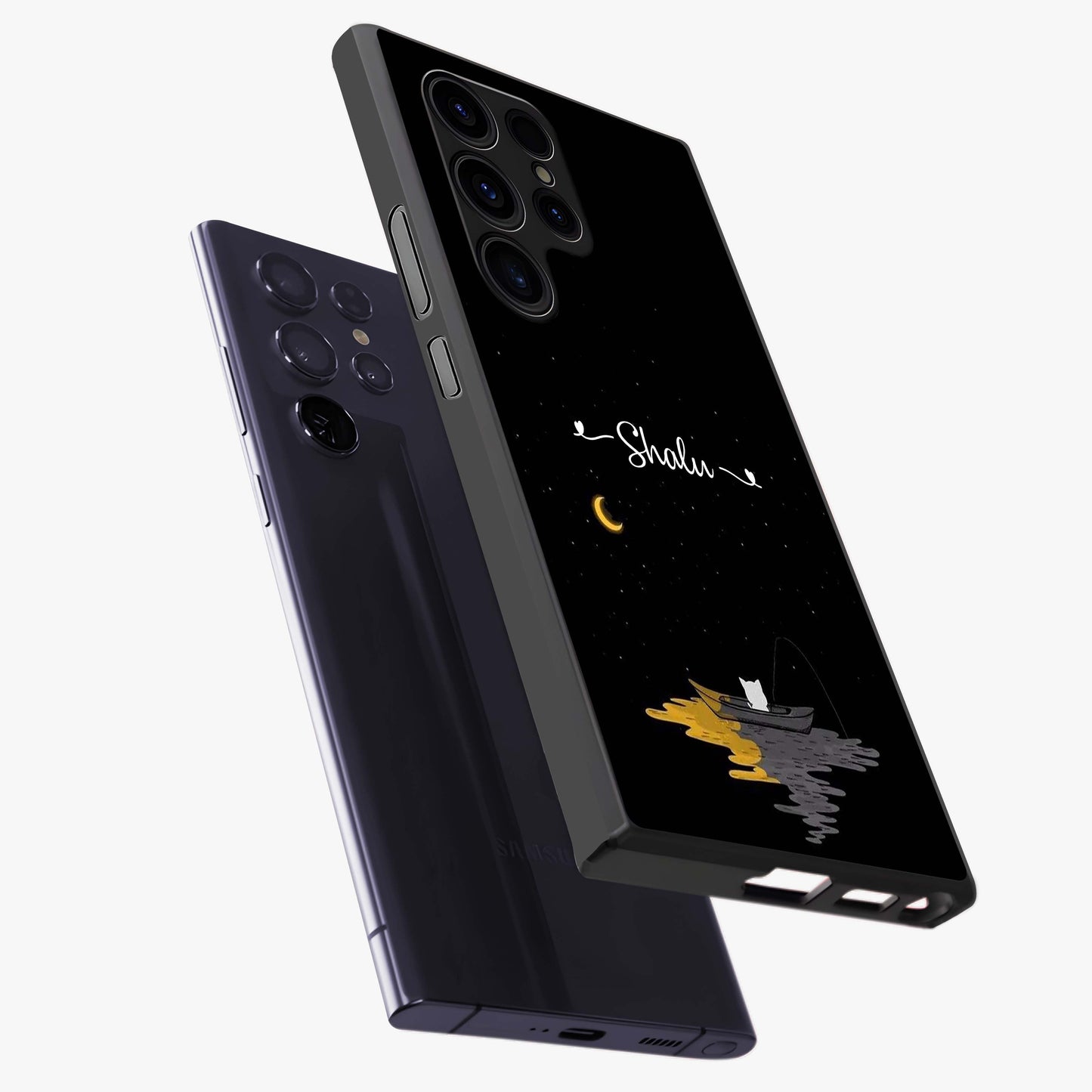 Silent Night Row Glass Case displayed in angled mockup highlighting peaceful evening design with dreamy night aesthetic.