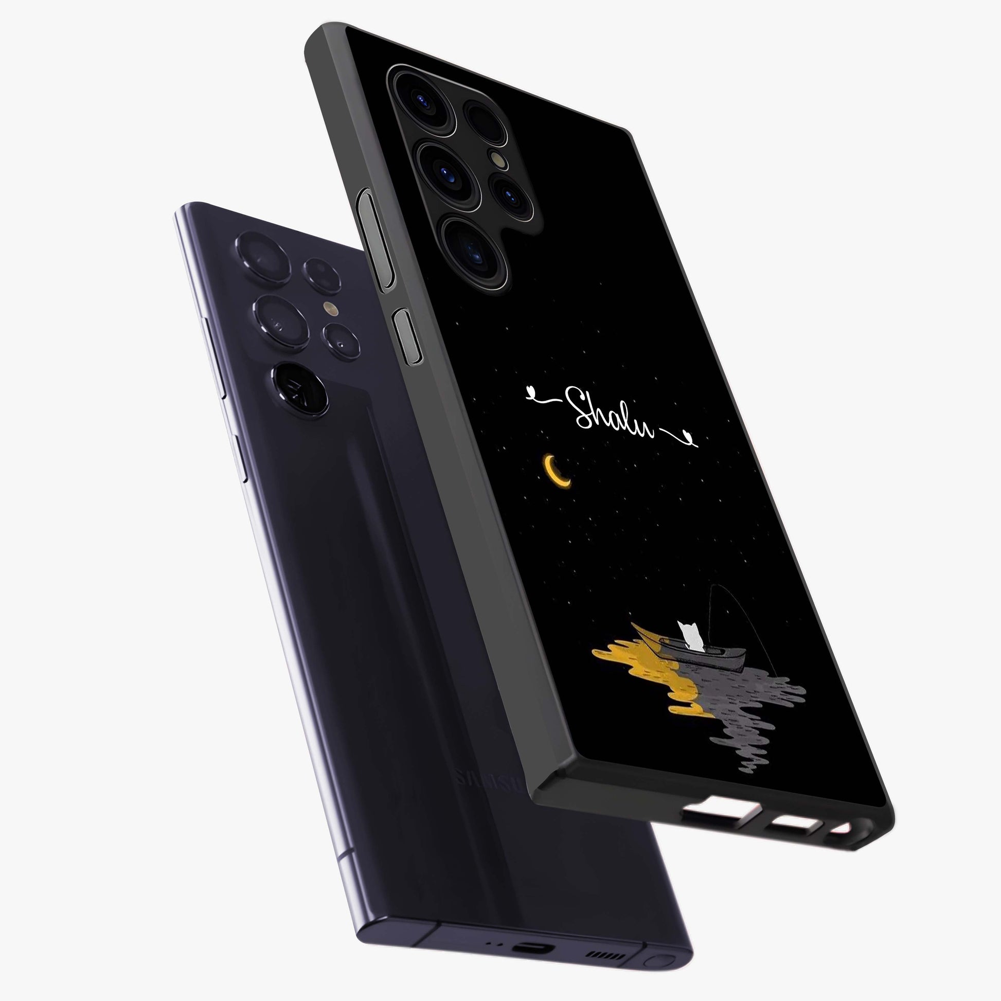 Silent Night Row Glass Case displayed in angled mockup highlighting peaceful evening design with dreamy night aesthetic.