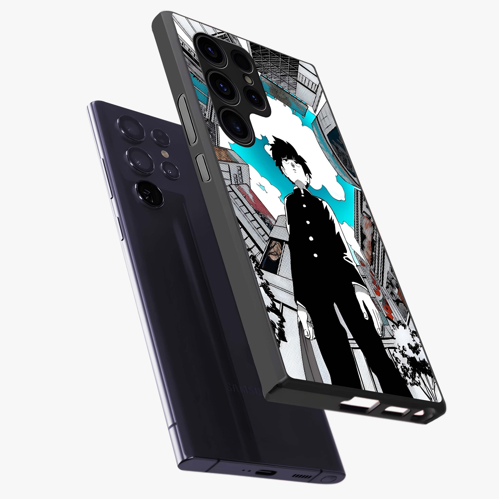 Silent Psychic Awakening Glass Case displayed in angled mockup highlighting spiritual awakening design with cosmic aesthetic.