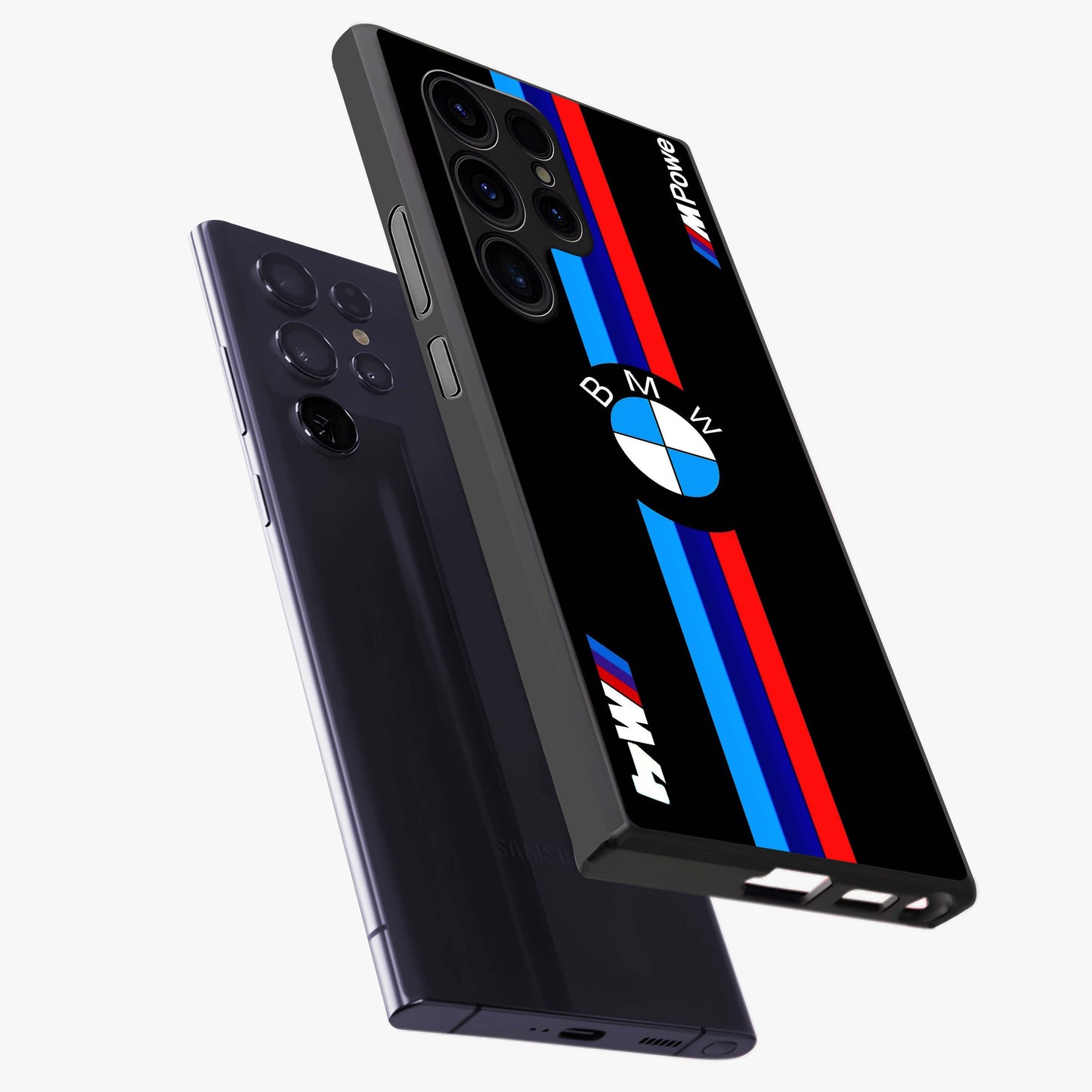 Turbo BMW Beast Glass Case displayed in angled mockup highlighting sleek racing car design with bold automotive aesthetic.