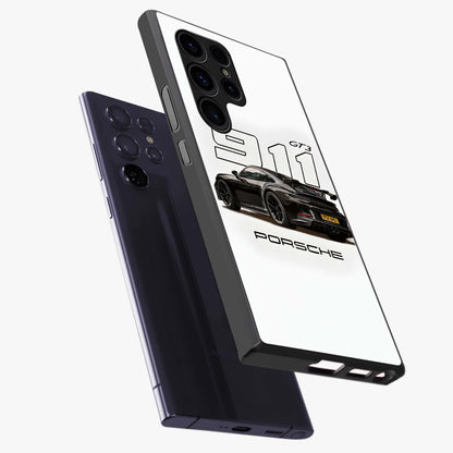 Turbo Legacy Icon Glass Case displayed in angled mockup highlighting dynamic automotive design with performance aesthetic.
