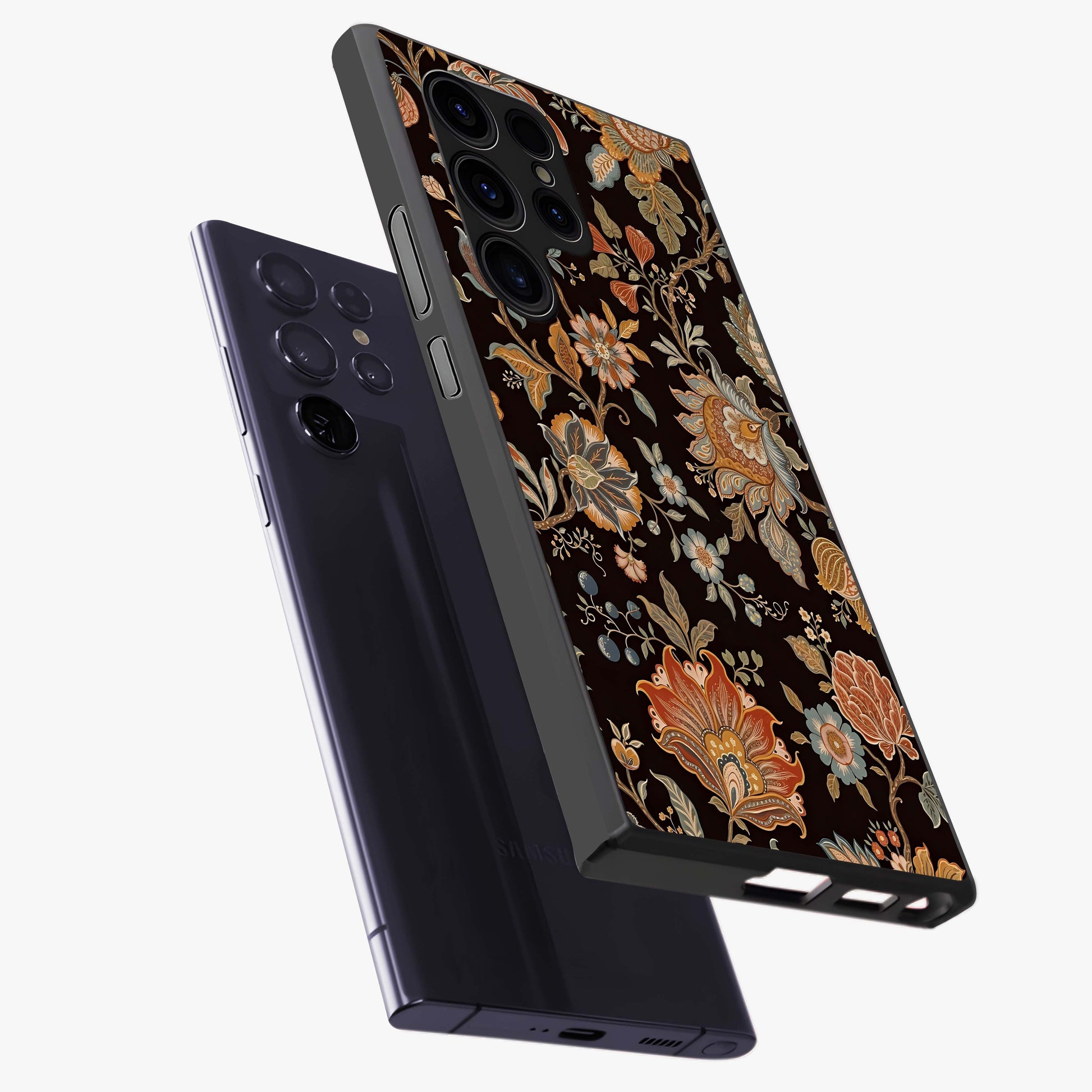Vintage Floral Dream Glass Case displayed in angled mockup highlighting elegant vintage flower design with soft aesthetic style.