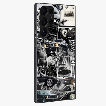 Aesthetic Dark Love Glass Case upright view showcasing dramatic romantic artwork with modern aesthetic style.