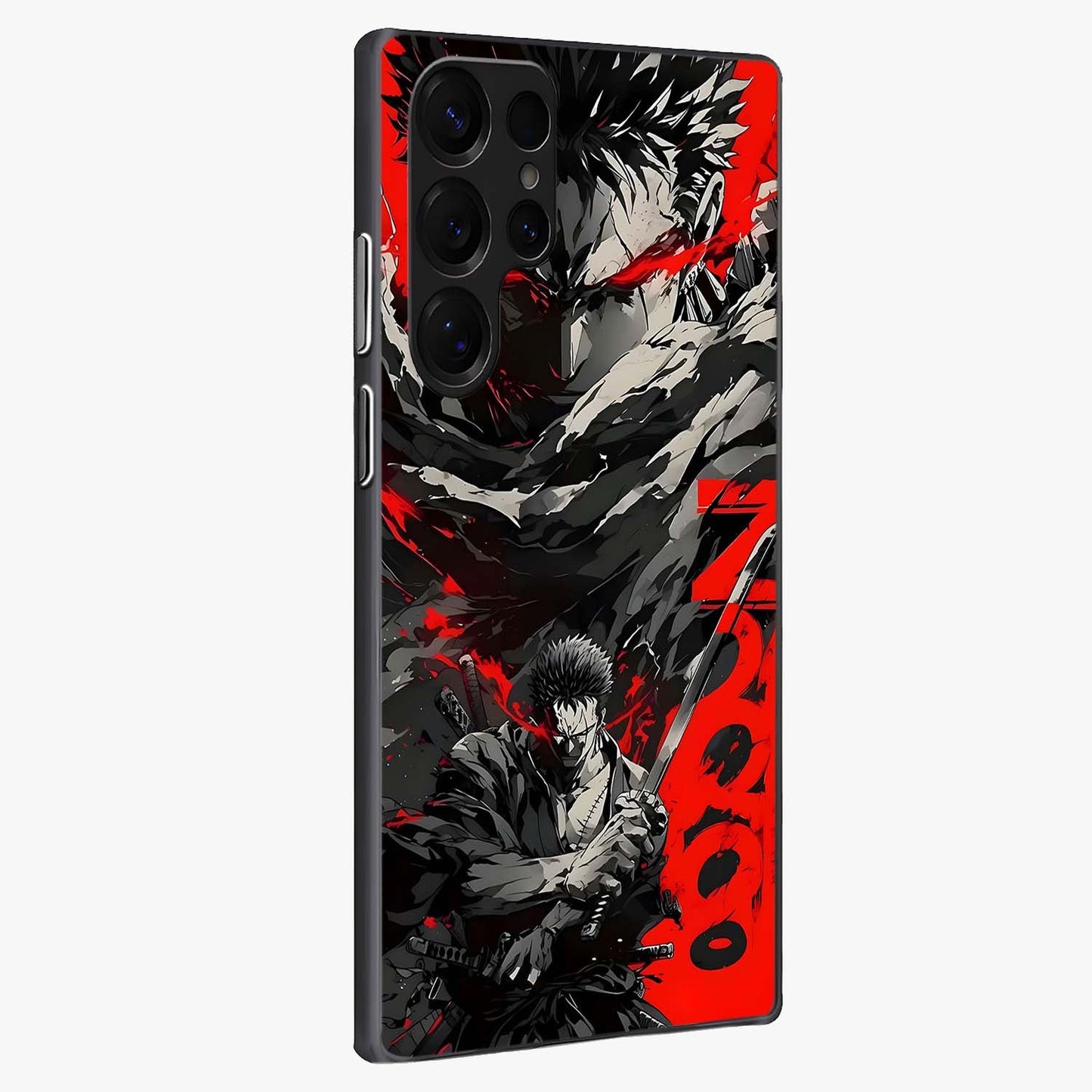Demon Sword Resolve Glass Case upright view showcasing dramatic warrior artwork with intense battle theme.
