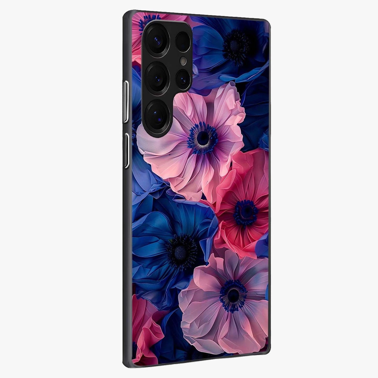 Flower Paper Art Pattern Glass Case upright view showcasing decorative paper floral artwork with creative craft style.