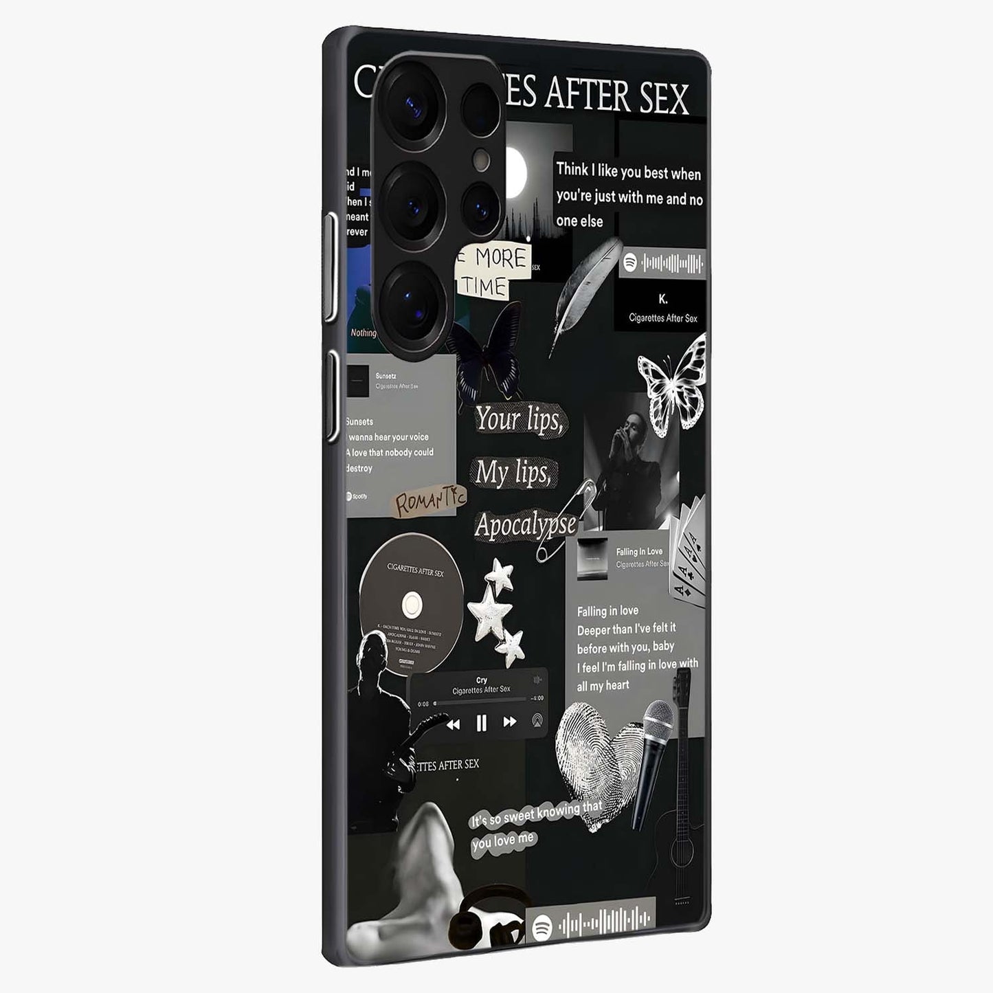 Midnight Love Echo Glass Case upright view showcasing expressive romantic artwork with dreamy midnight theme.