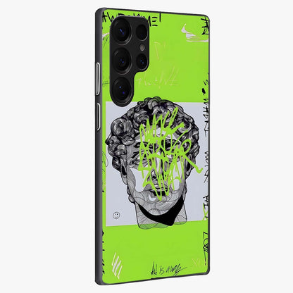 Neo Graffiti Rebellion Glass Case upright view showcasing colorful graffiti artwork with bold modern street style.