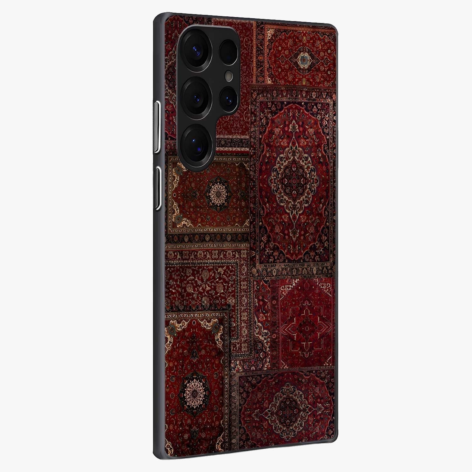 Persian Velvet Tale Glass Case upright view showcasing elegant Persian artwork with classic heritage theme.