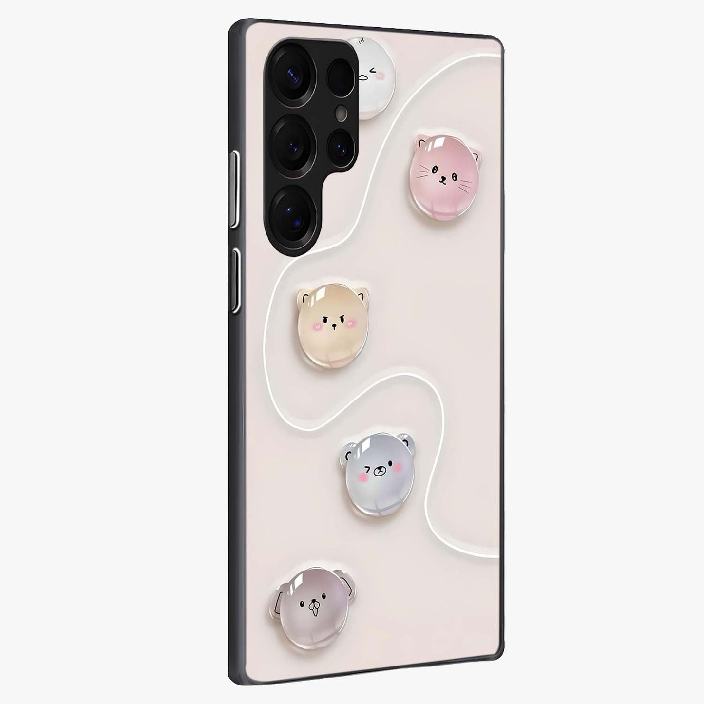 Puffy Face Parade Glass Case upright view showcasing adorable character artwork with cheerful animated theme.