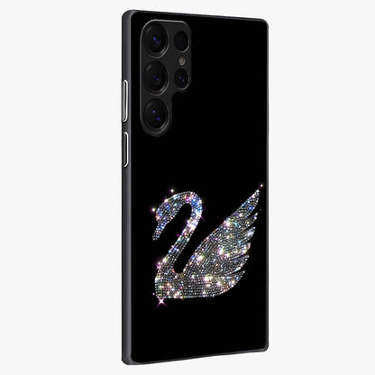 Starlit Swan Grace Glass Case upright view showcasing beautiful swan artwork with peaceful night themed design.