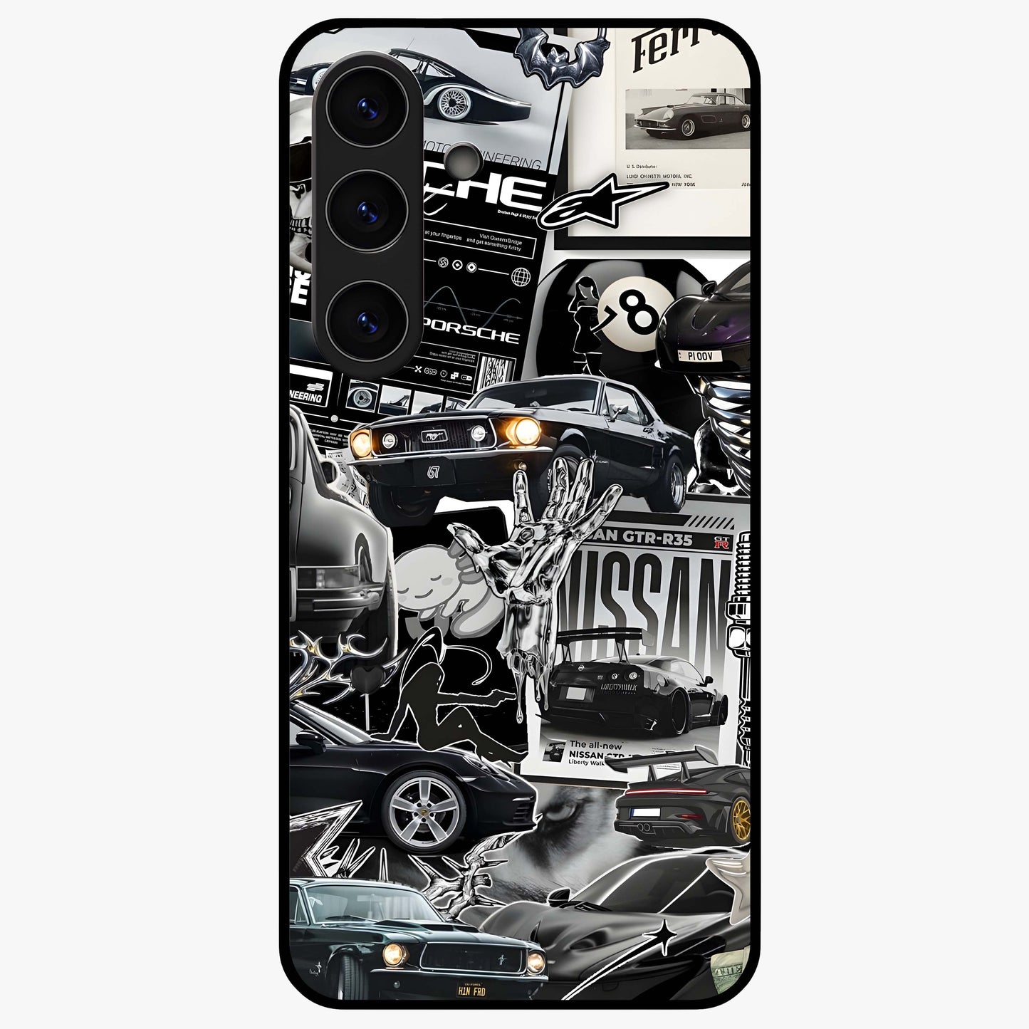 Aesthetic Dark Love Glass Case showing flat back view with dark romantic artwork and glossy glass finish.