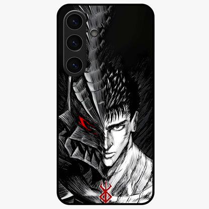 Berserker Blood Oath Glass Case showing flat back view with fierce warrior inspired artwork and glossy glass finish.