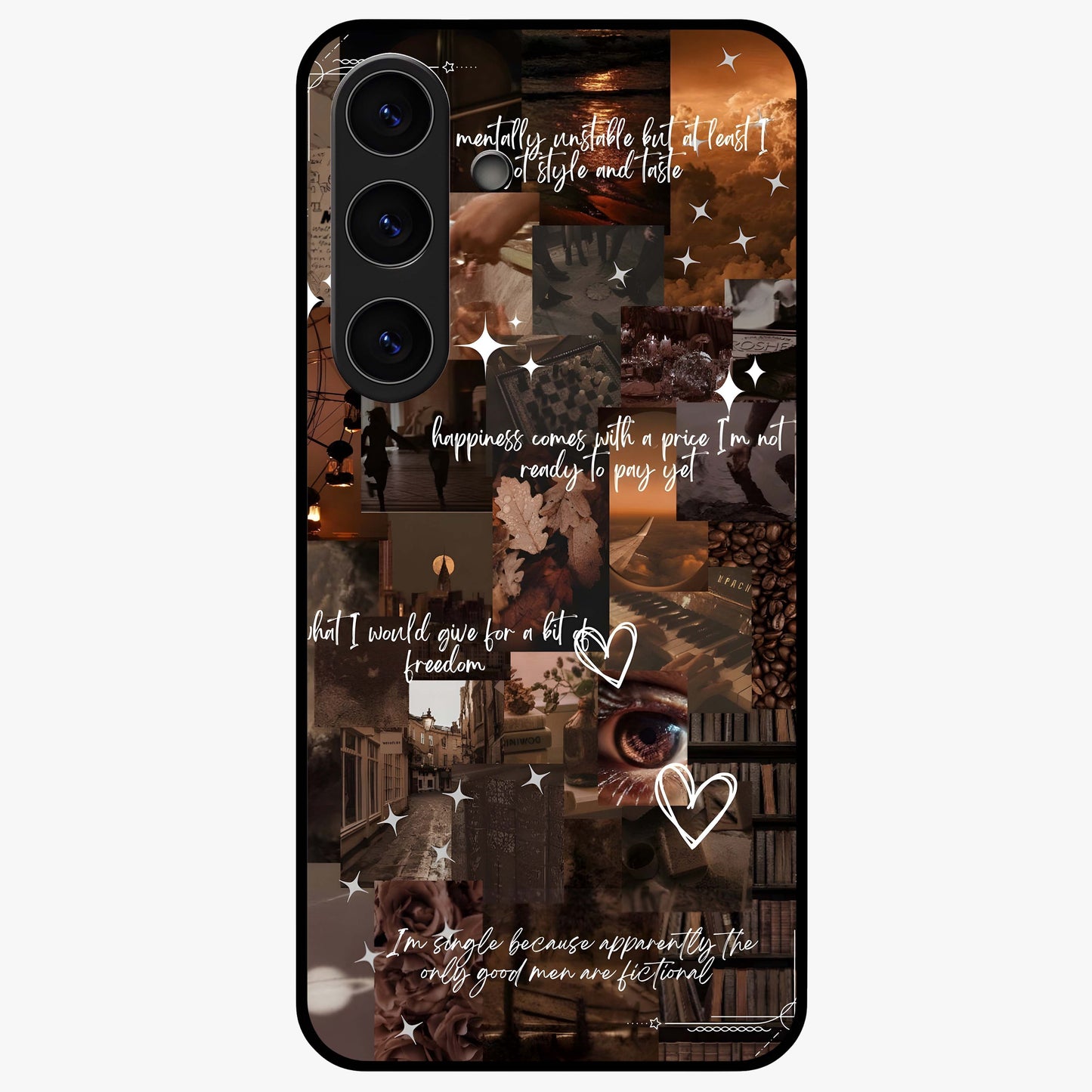 Bittersweet Aesthetic Chaos Glass Case showing flat back view with artistic chaotic aesthetic design and glossy glass finish.