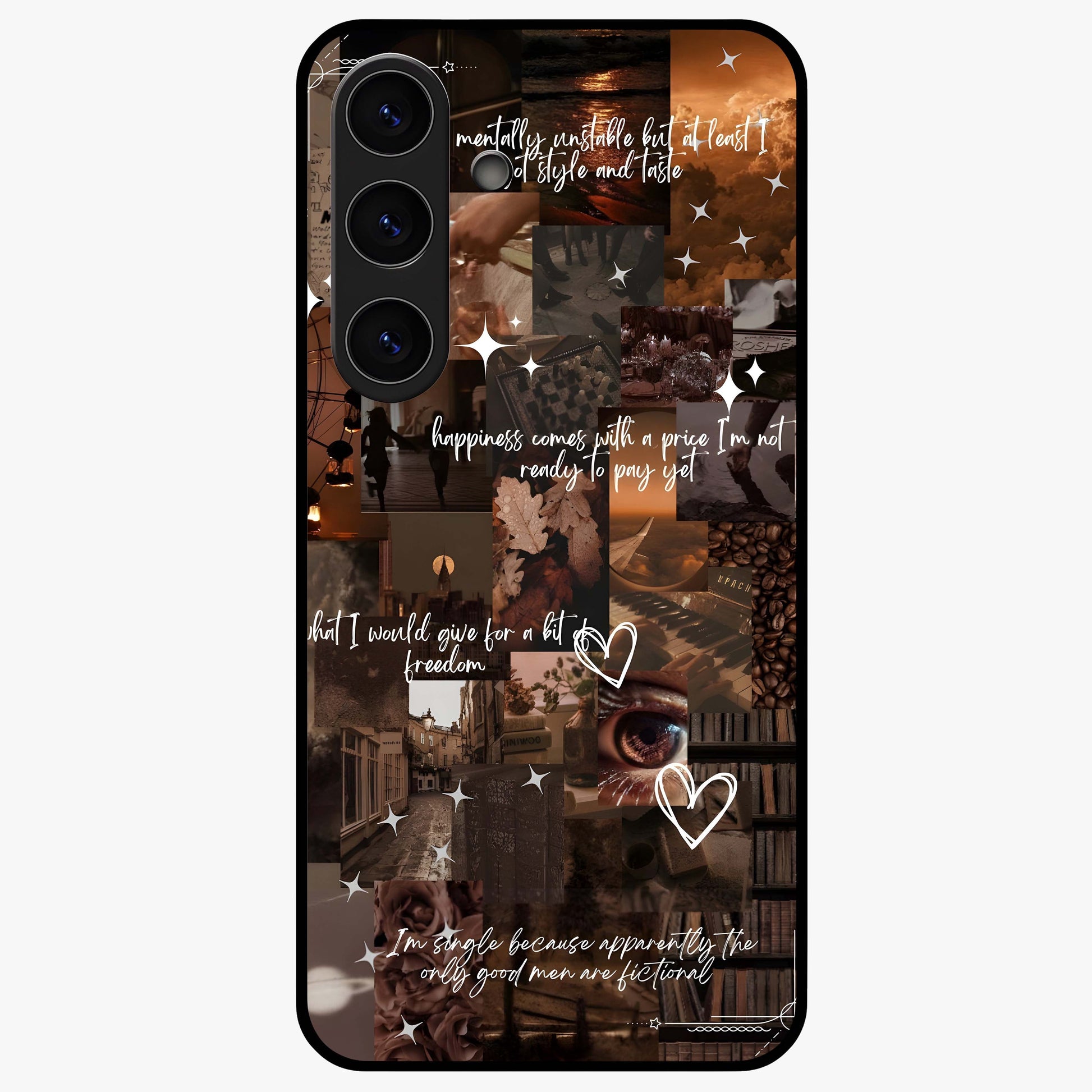 Bittersweet Aesthetic Chaos Glass Case showing flat back view with artistic chaotic aesthetic design and glossy glass finish.