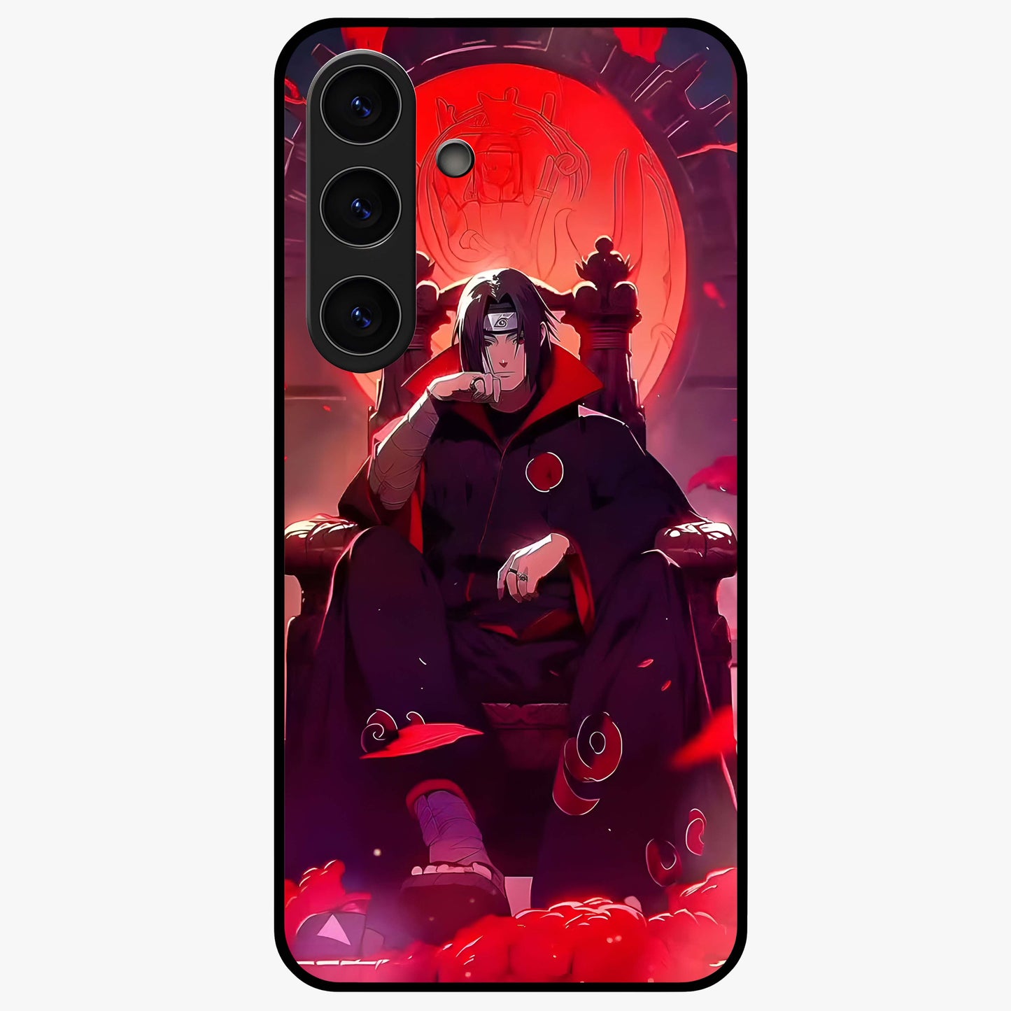 Blood Moon Sovereign Glass Case showing flat back view with mystical blood moon artwork and glossy glass finish.