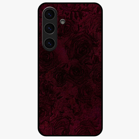 Crimson Fade Flow Glass Case showing flat back view with flowing crimson gradient artwork and glossy glass finish.