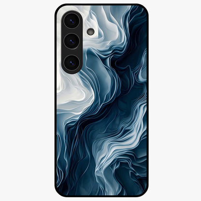 Ethereal Paper Marble Glass Case showing flat back view with soft marble paper texture artwork and glossy glass finish.