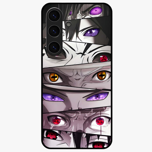 Eyes of Destiny Glass Case showing flat back view with striking eye themed artwork and glossy glass finish.