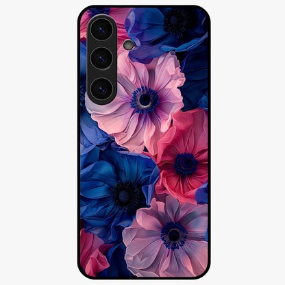 Flower Paper Art Pattern Glass Case showing flat back view with paper cut style floral artwork and glossy glass finish.