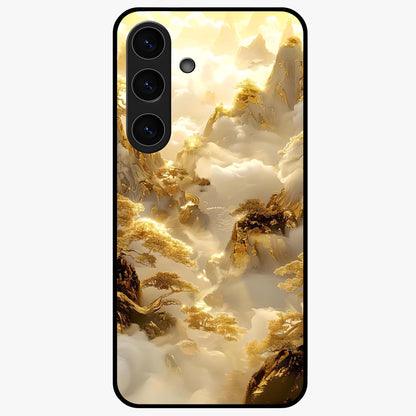 Gates Of Illumination Glass Case showing flat back view with mystical illuminated gate artwork and glossy glass finish.