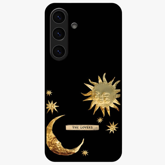 Golden Evil Eye Mandala Glass Case showing flat back view with intricate evil eye mandala artwork and glossy glass finish.