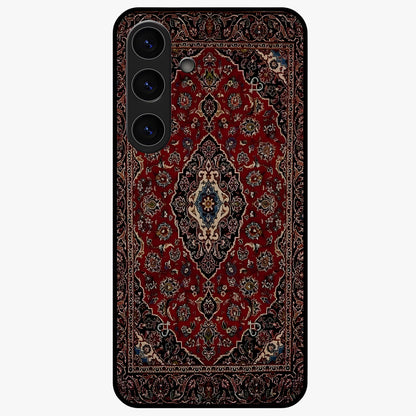 Heritage Carpet Royale Glass Case showing flat back view with ornate Persian carpet inspired pattern and glossy glass finish.