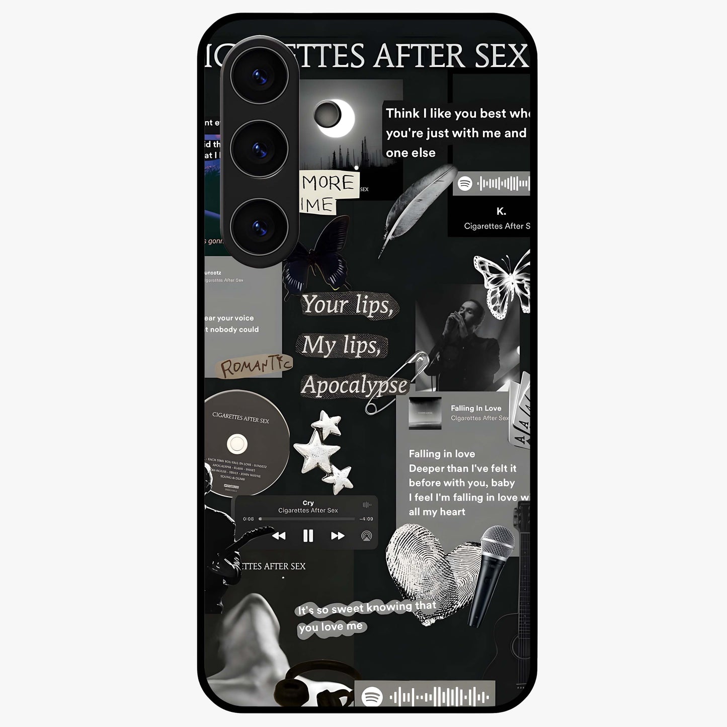 Midnight Love Echo Glass Case showing flat back view with romantic midnight themed artwork and glossy glass finish.