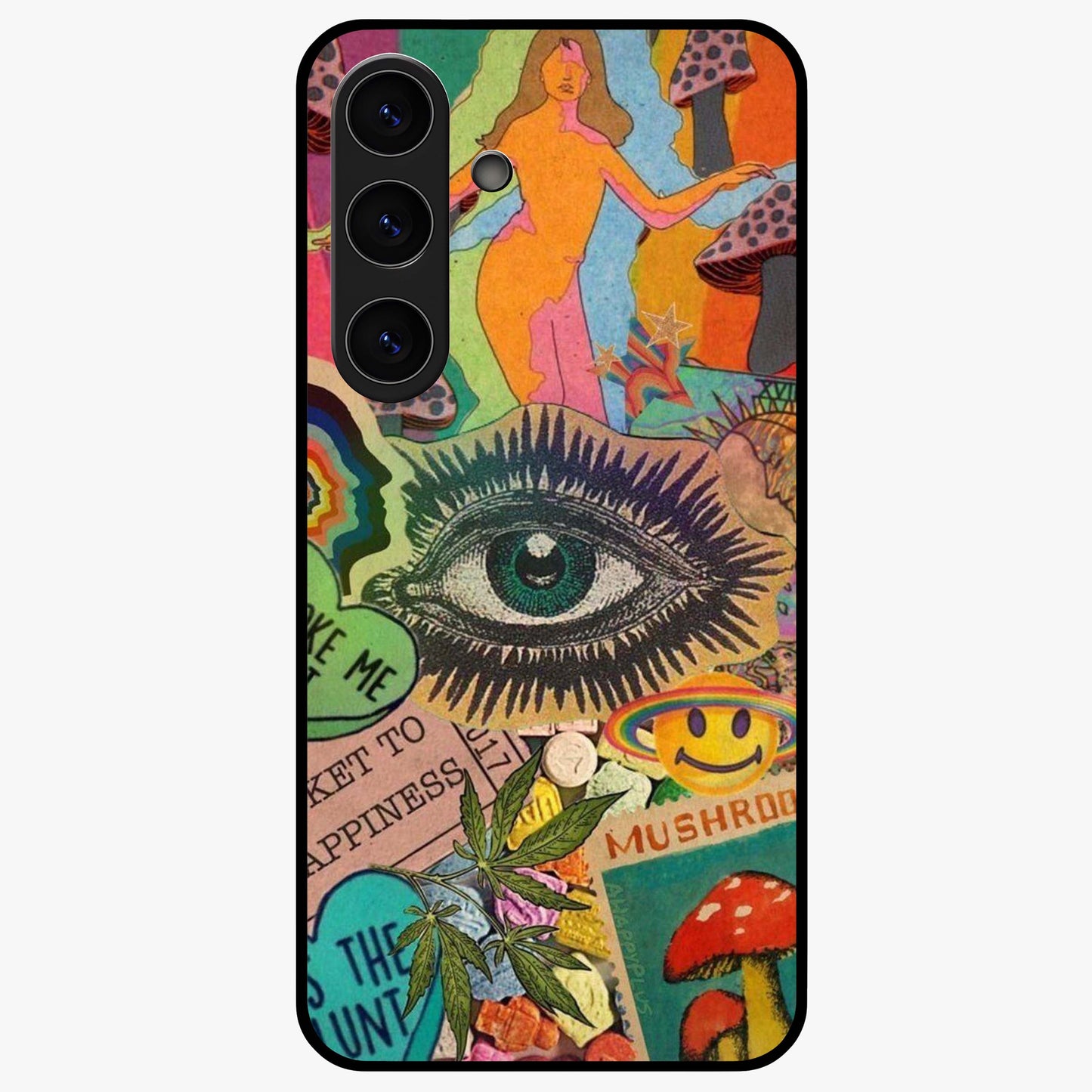 Mystic Eye Wonderland Glass Case showing flat back view with mystical eye themed artwork and glossy glass finish.
