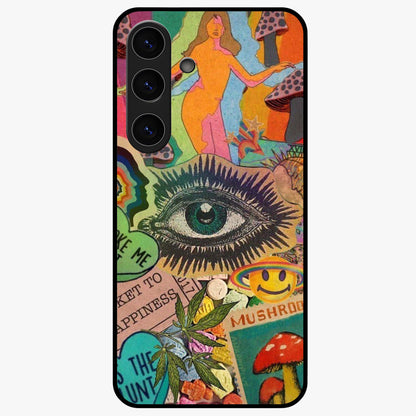 Mystic Eye Wonderland Glass Case showing flat back view with mystical eye themed artwork and glossy glass finish.