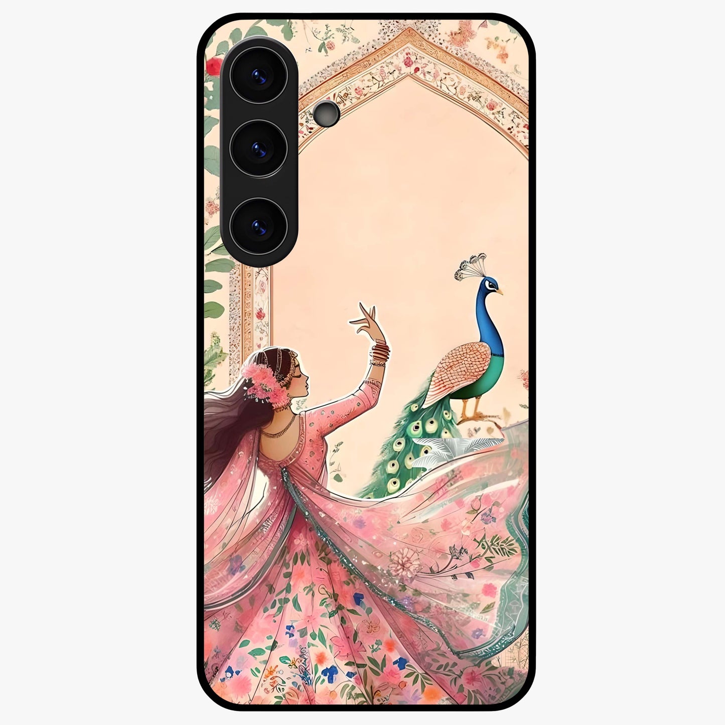 Royal Grace Muse Glass Case showing flat back view with elegant artistic artwork and glossy glass finish.