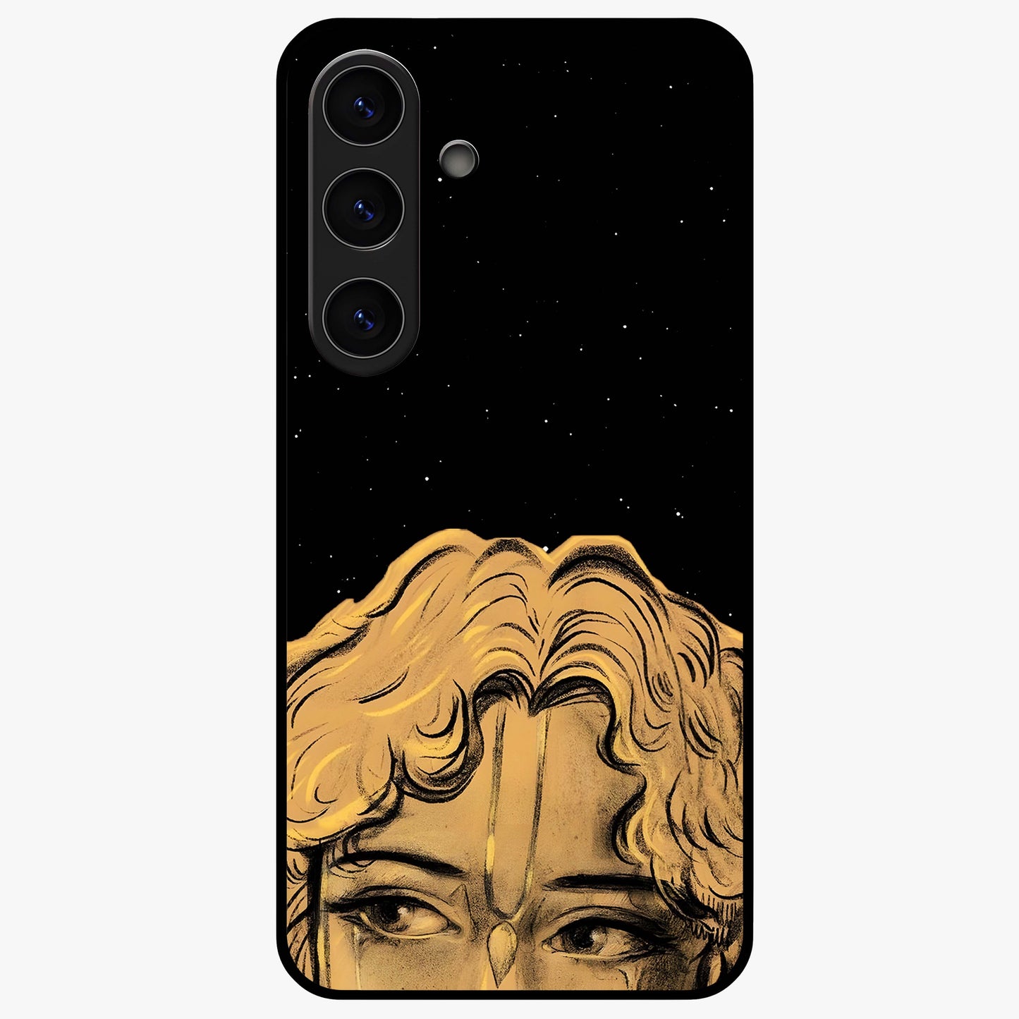 Shri Krishna Art Glass Case showing flat back view with devotional Krishna artwork and glossy glass finish.