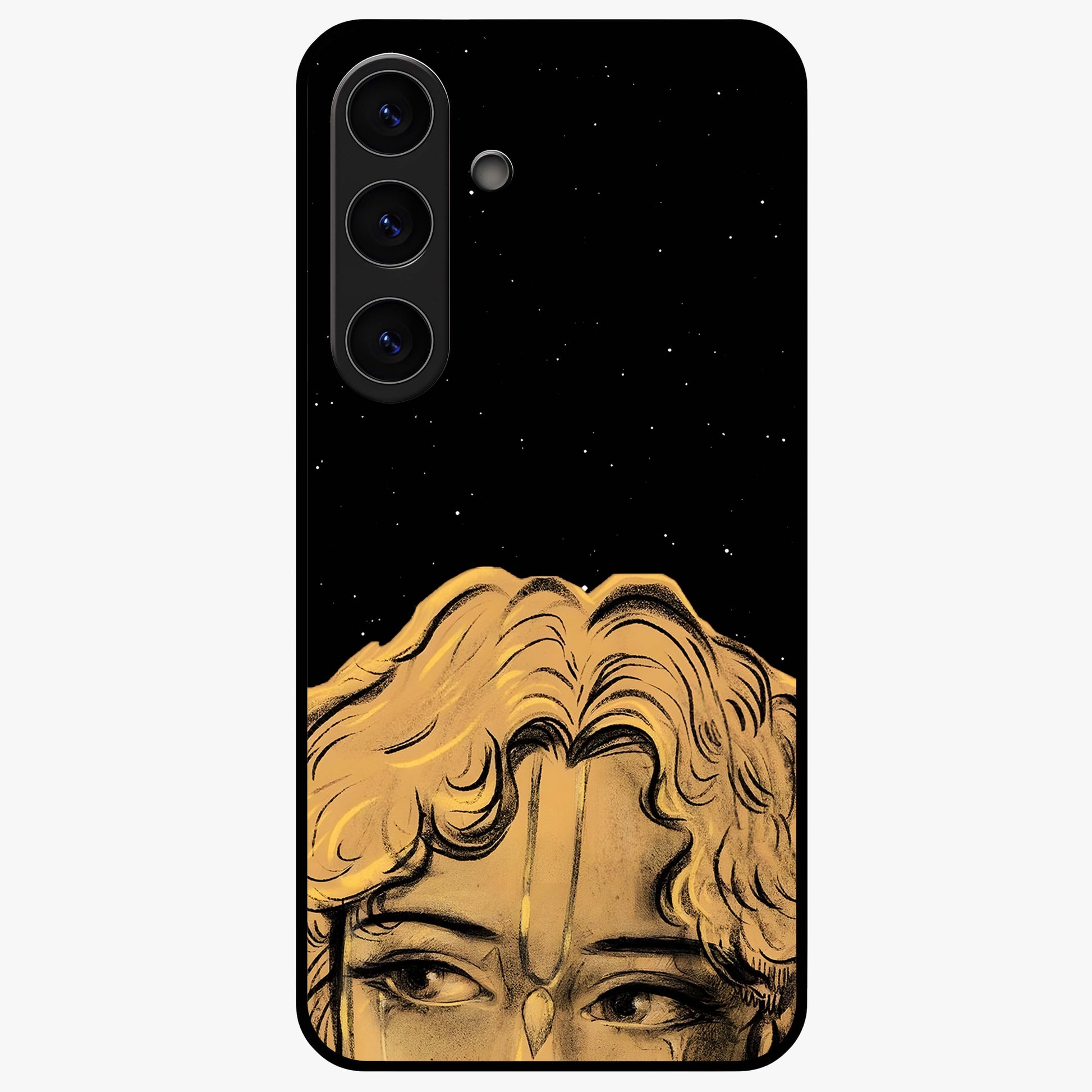 Shri Krishna Art Glass Case showing flat back view with devotional Krishna artwork and glossy glass finish.