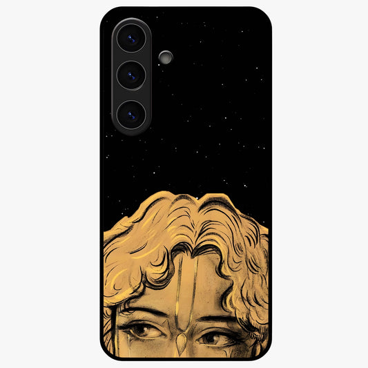 Shri Krishna Art Glass Case showing flat back view with devotional Krishna artwork and glossy glass finish.